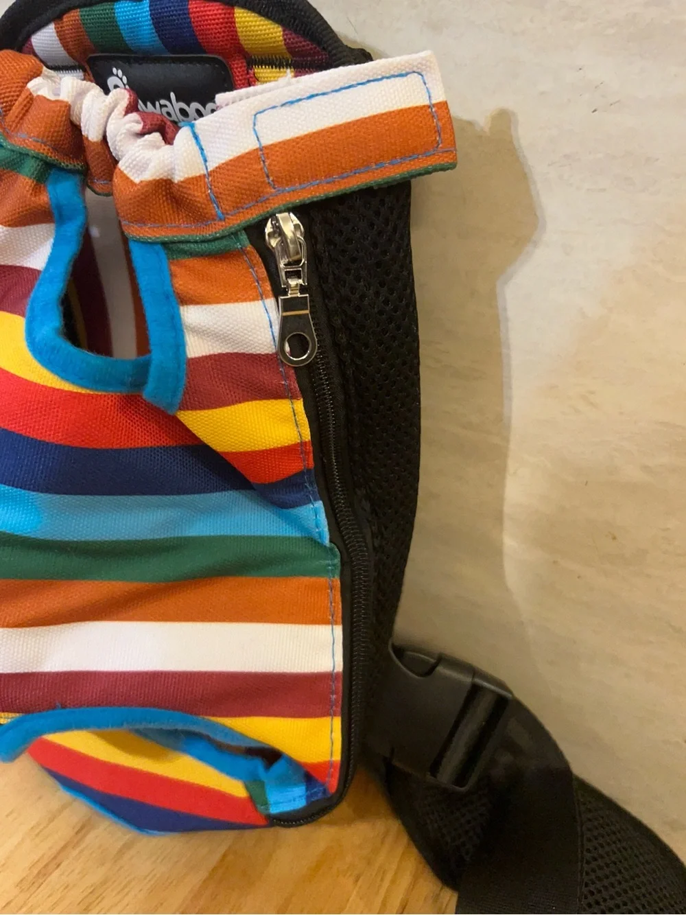 Pawaboo Pet Carrier Backpack Multicolored Rainbow Stripe Pattern